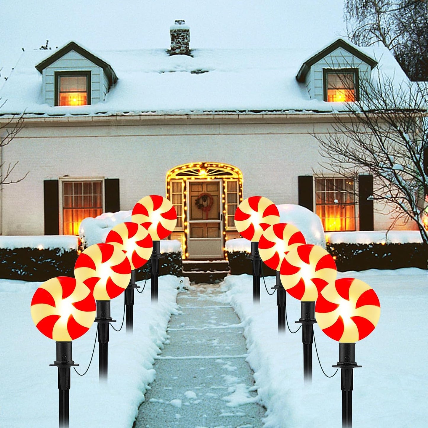 Luces sendero navidad 7ft 2 Set con marcadores estaca