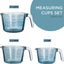 Tazas medidoras vidrio azul para cocinar y hornear