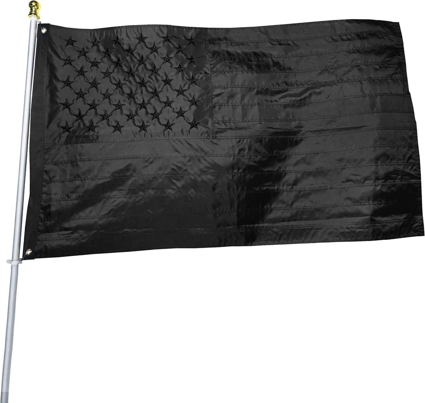 Bandera EE.UU. negra 3x5ft resistente nailon estrellas bordadas