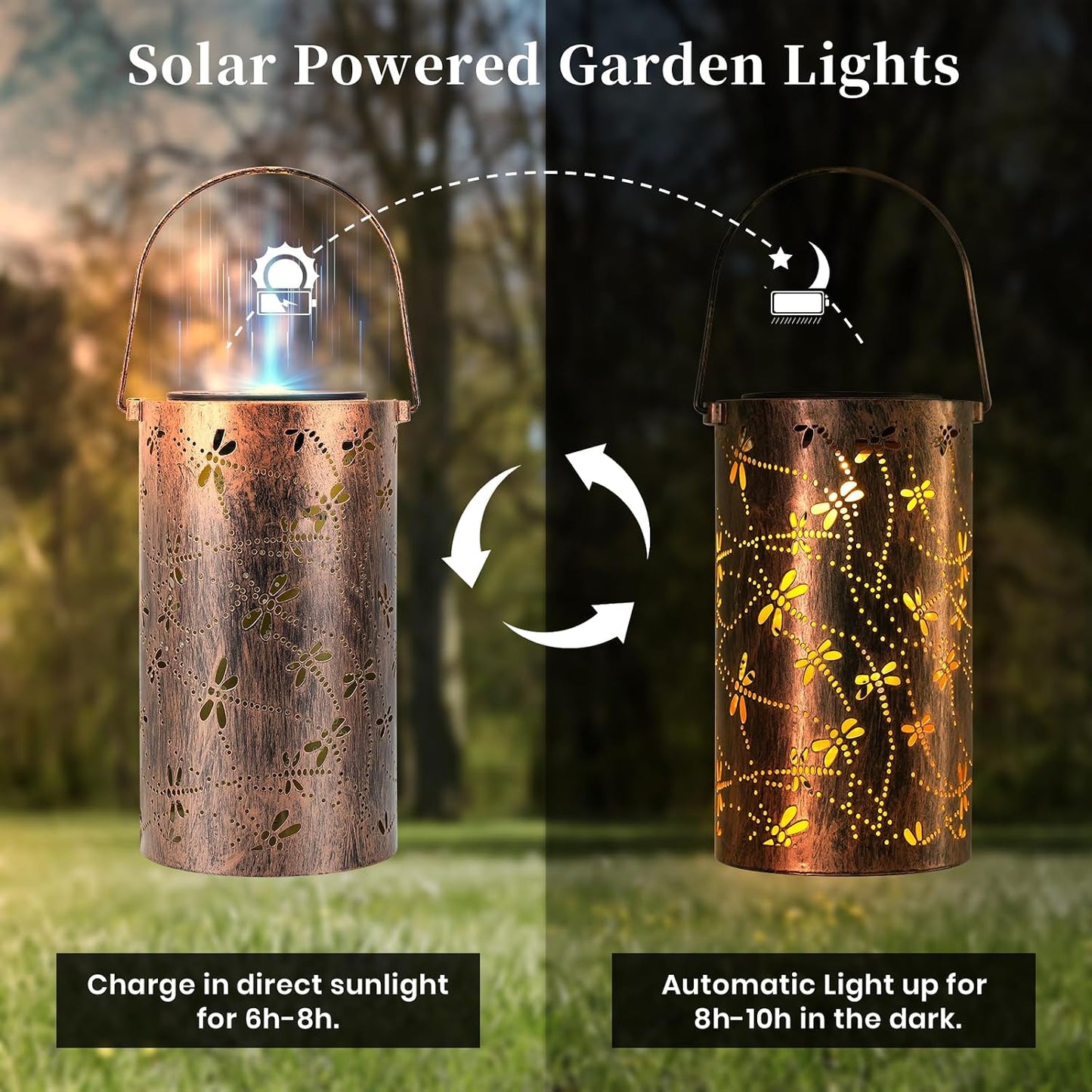 Farol solar colgante libélula para jardín y patio