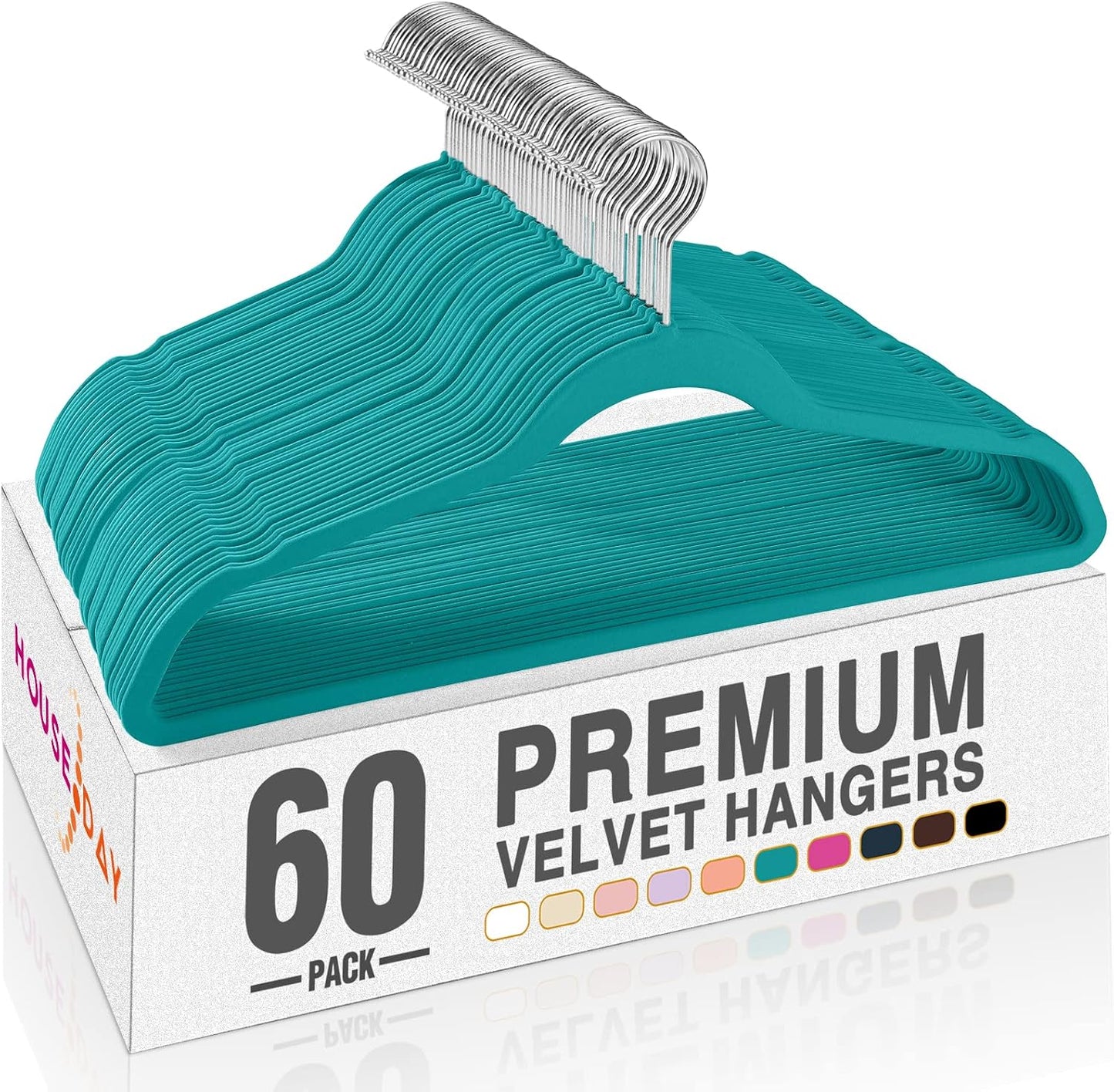 Perchas terciopelo verde menta 60uds antideslizantes