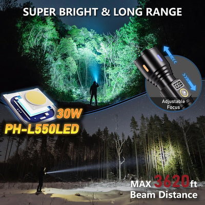 Linterna recargable 990lm LED táctica portátil 5 modos