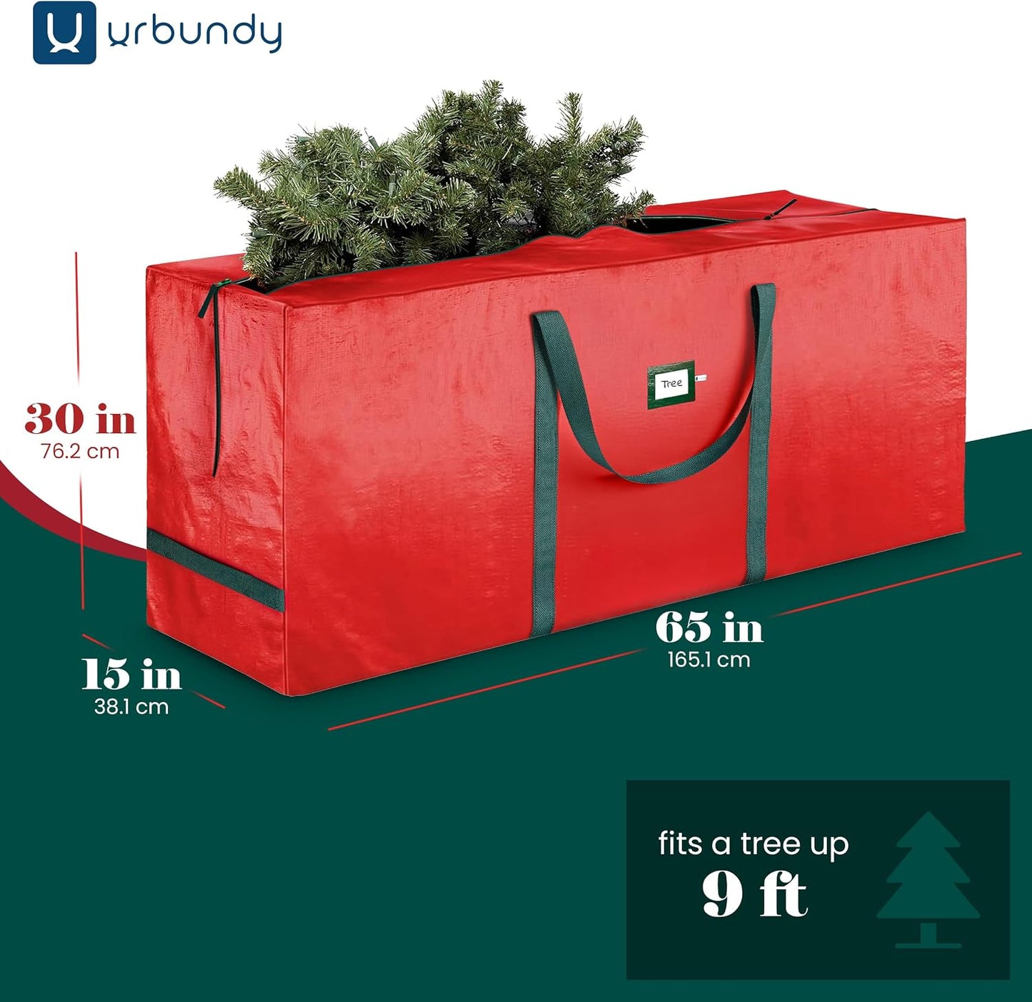 Bolsa almacenamiento árbol navidad 9ft roja