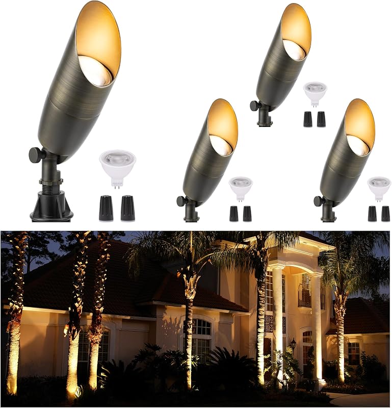 Focos LED bronce 12V para exteriores con cable MR16