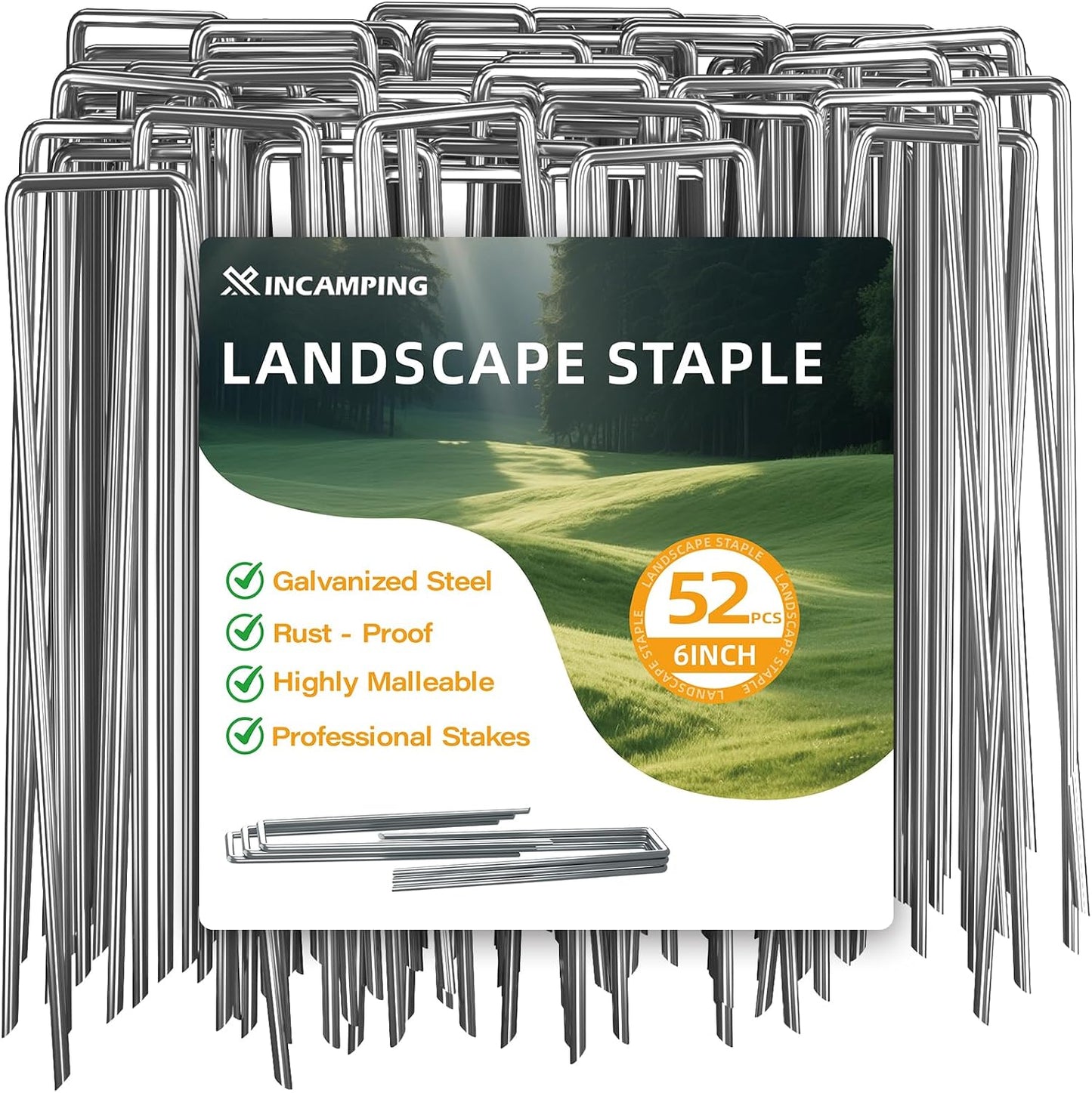 52 Estacas Jardín Galvanizadas 6pulg Ajustables U Tela
