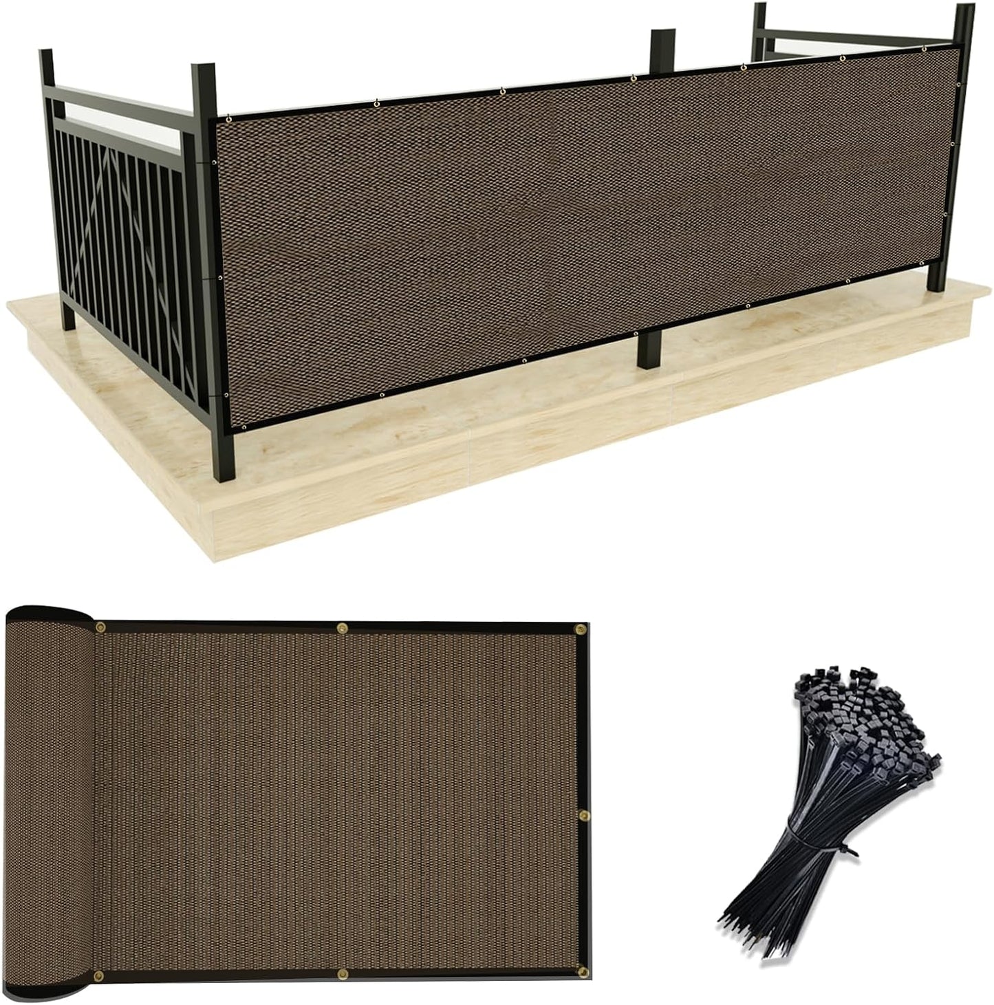 Pantalla privacidad balcón 3x16ft UV resistente Mocha