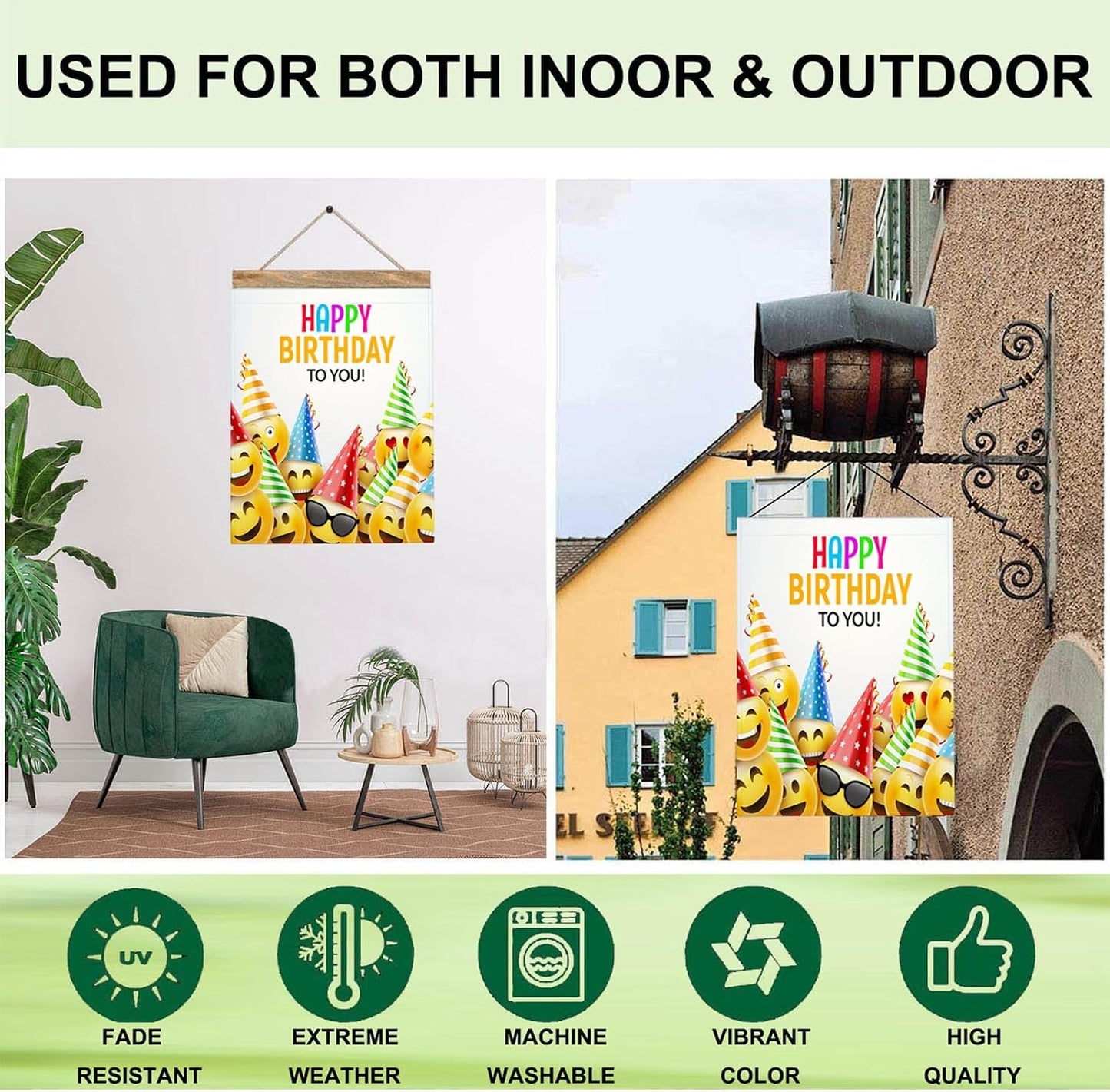 Bandera jardín cara sonriente 12.5x18pulg doble cara decorativa