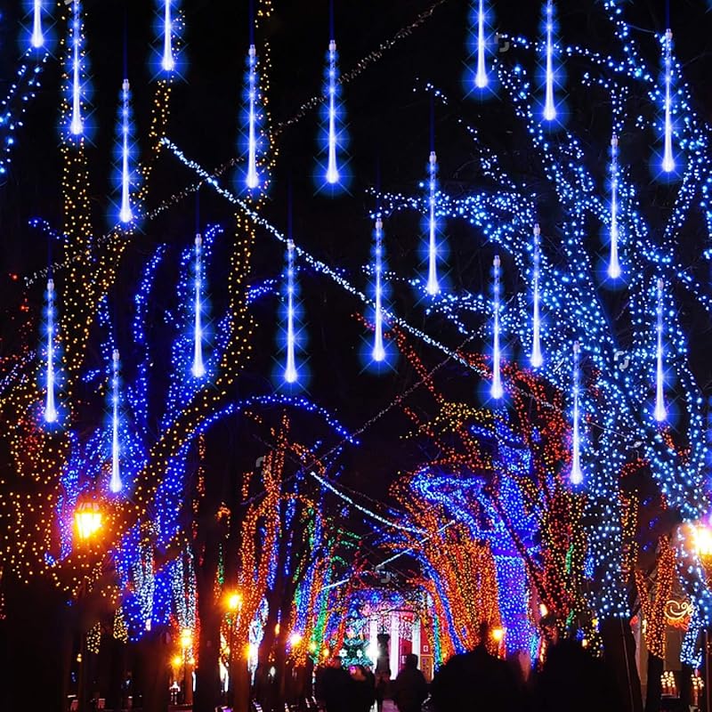 Luces LED lluvia de meteoros 11.8" 24 tubos navidad