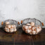 Cestas huevos alambre asas madera vintage set 2