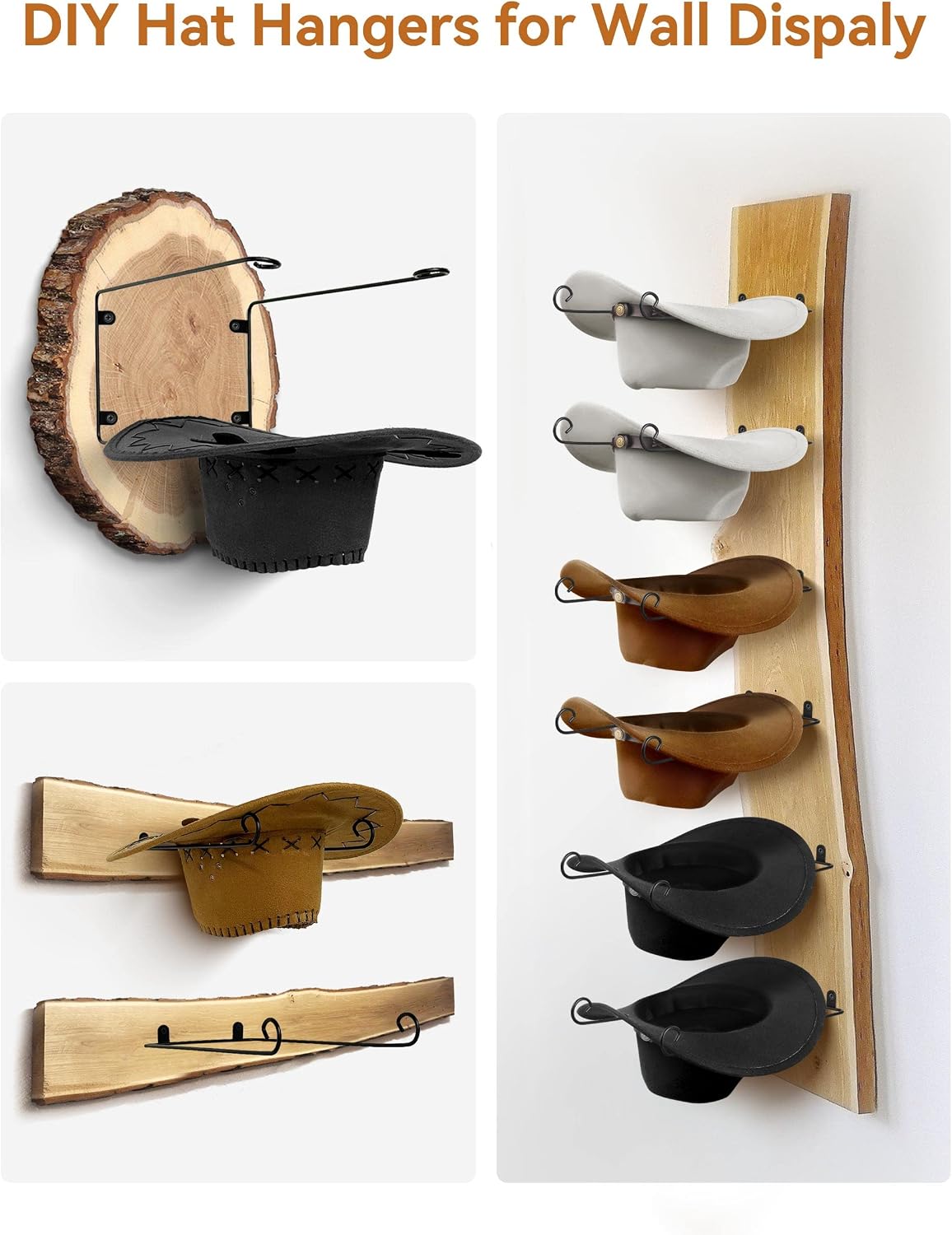 Perchero sombrero vaquero 6 pzas ajustable para pared