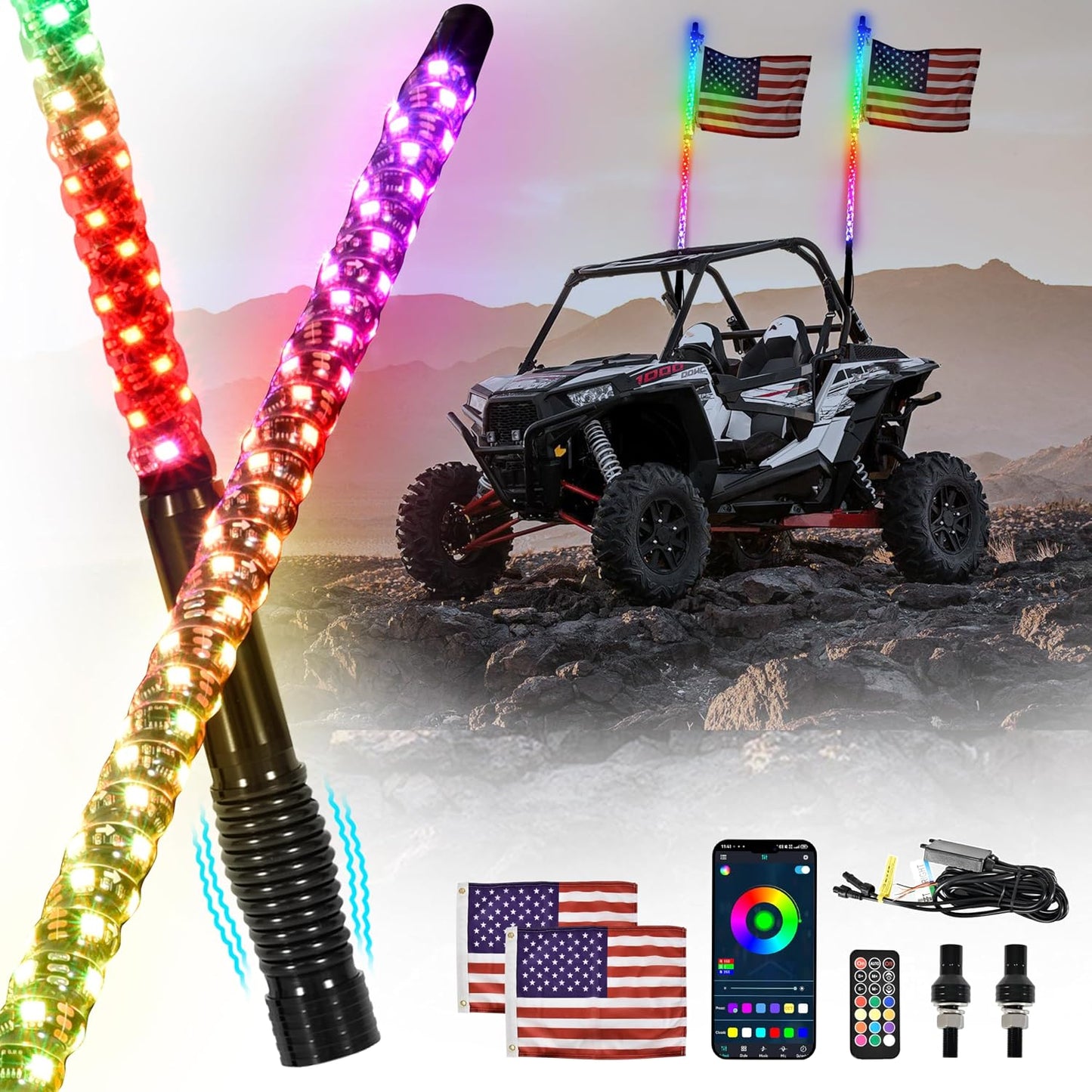 2 Luces LED RGB Sincronización Música para UTV ATV Barco