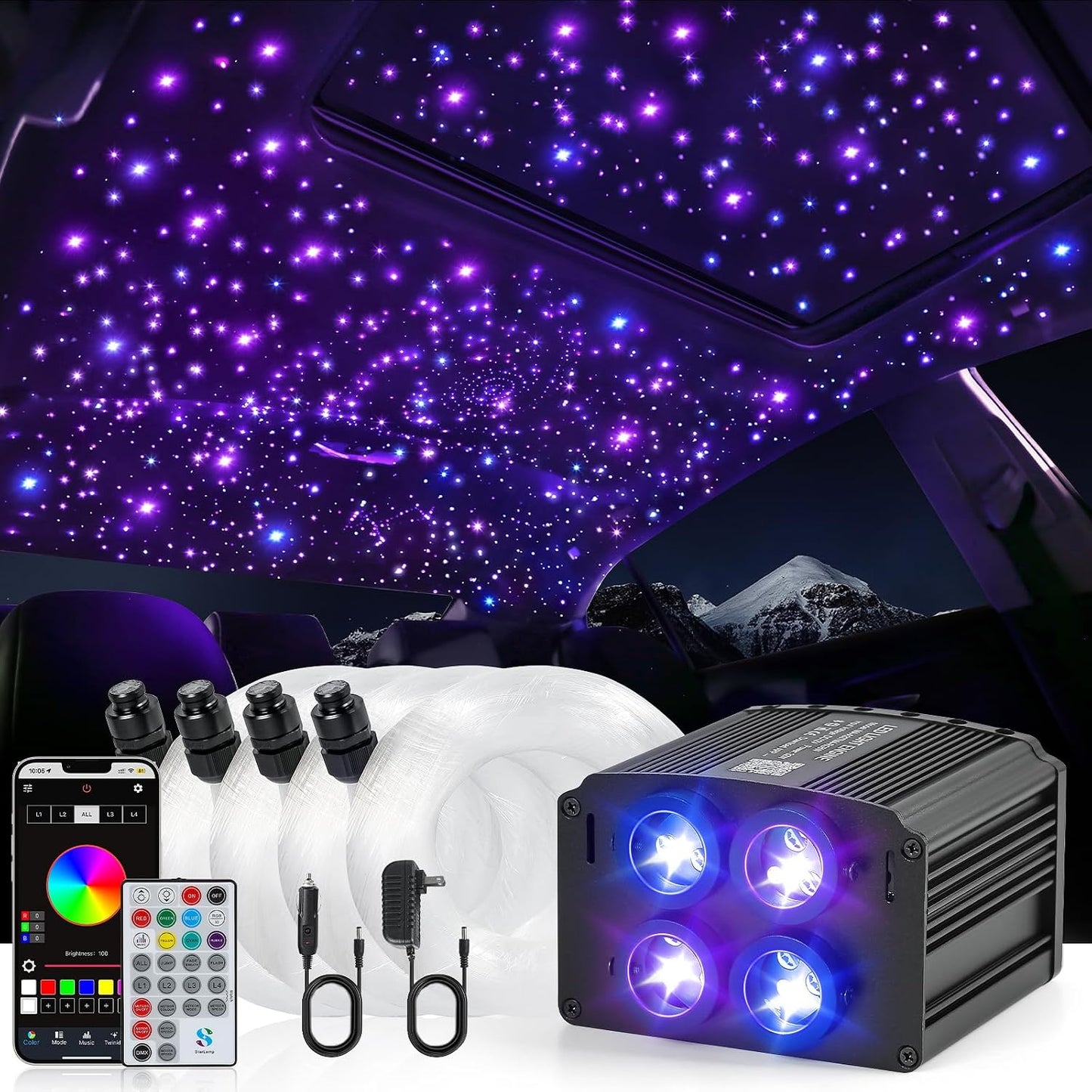 Kit luces RGBW 32W para auto y hogar con APP