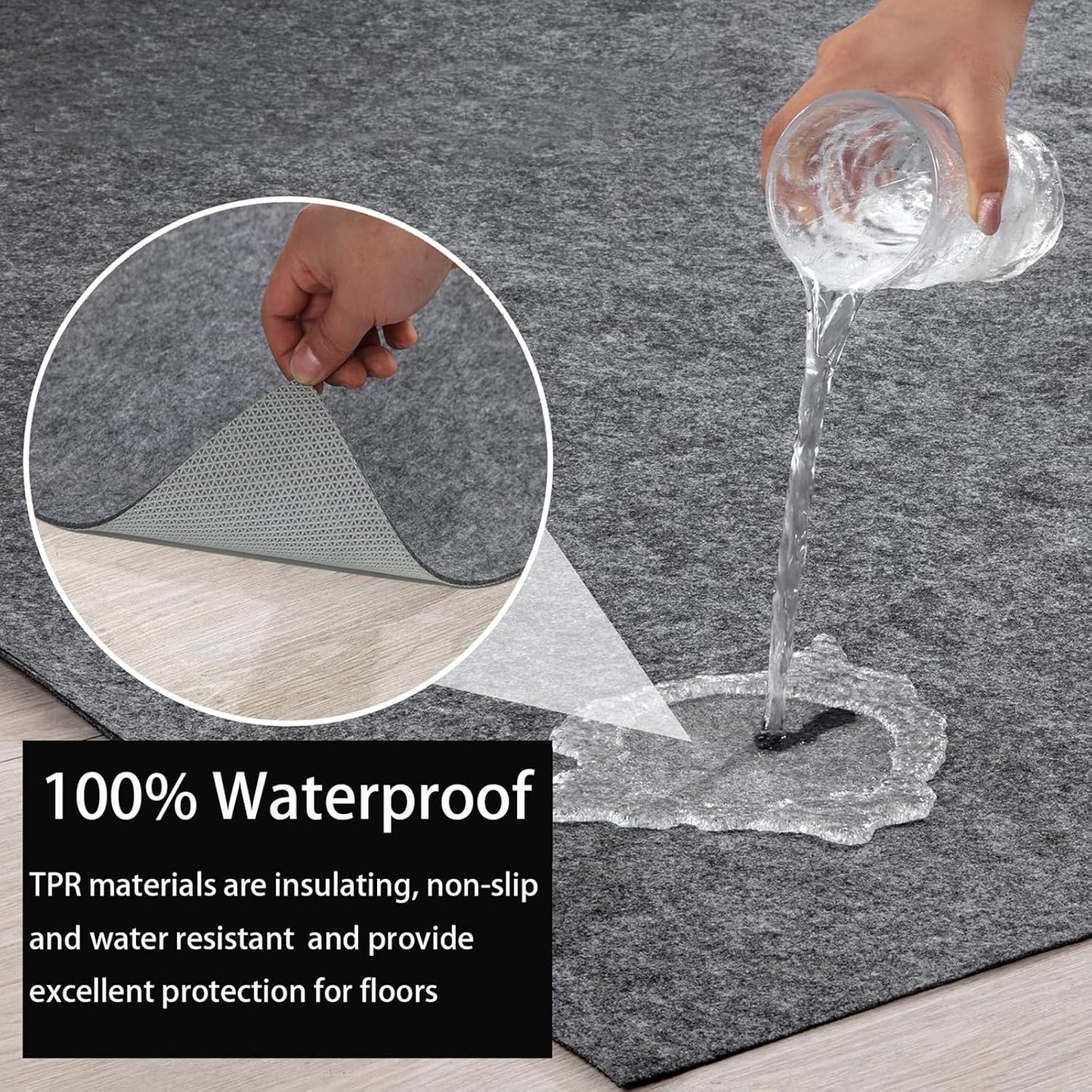 Almohadilla impermeable antiderrap 6x9ft para suelos duros