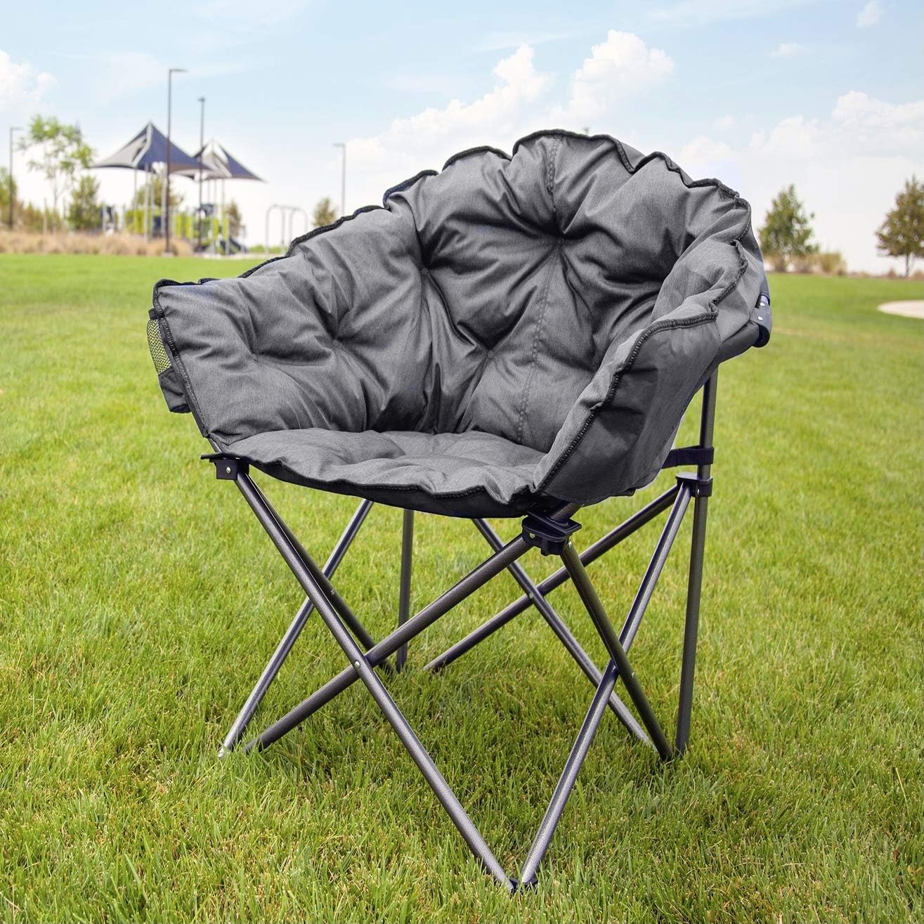Silla Club Plegable con Cojín Acolchado Exteriores Gris
