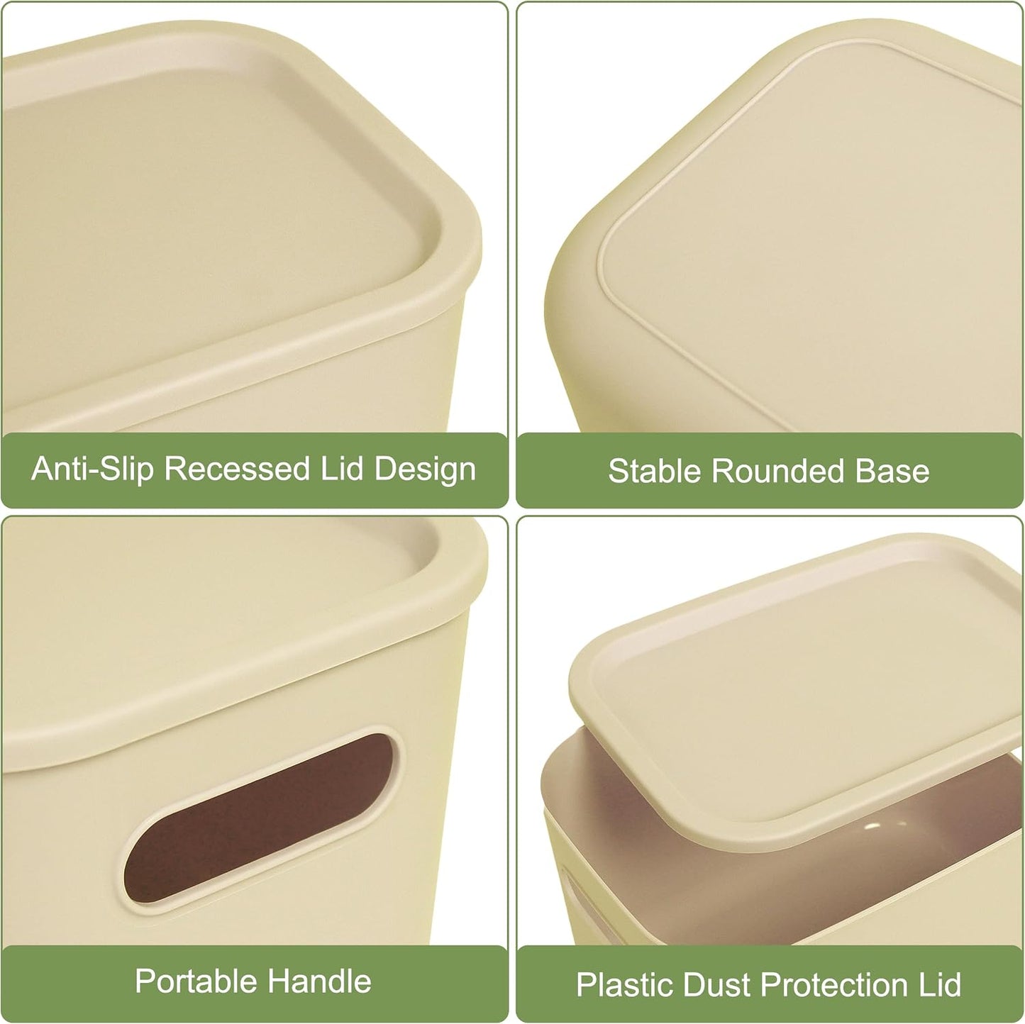 6 Cajas Plástico Apilables para Almacenar Beige