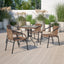 Mesa cristal cuadrada 28" borde ratán negro