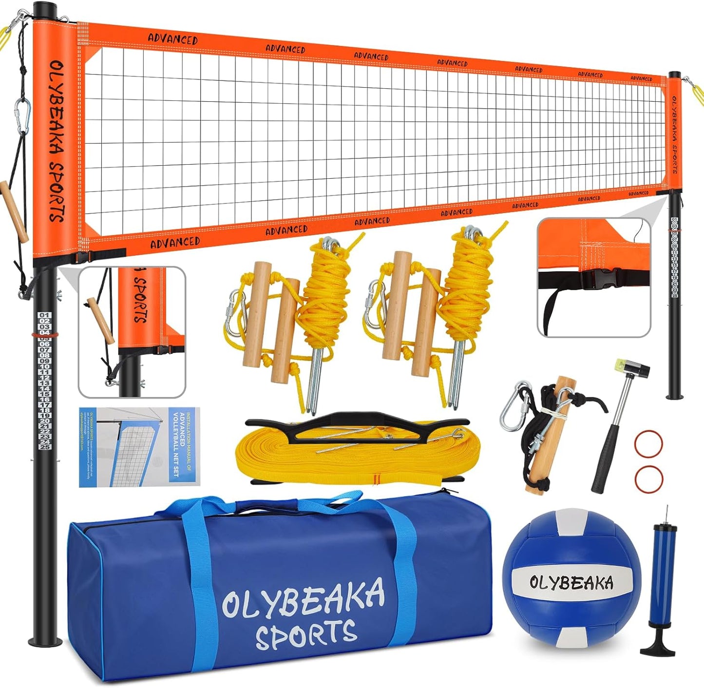 Sistema red voleibol aluminio ajustable 2pulg patio