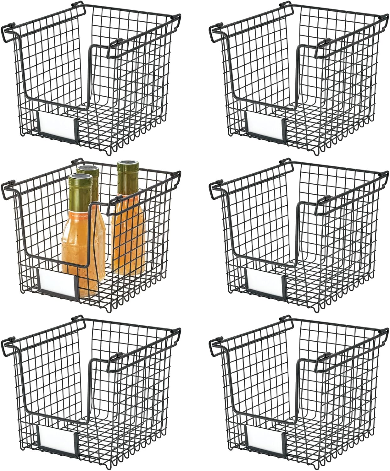 Cesta apilable alambre set 6 color negro mate