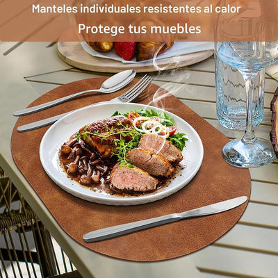 6 Pzas Manteles Ovalados PU Impermeables 12x17pulg