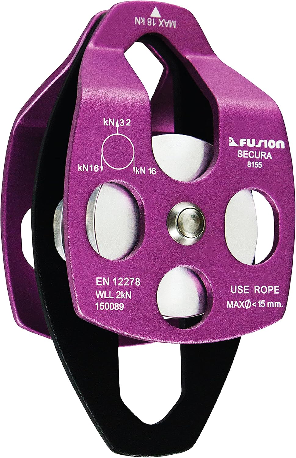 Plata doble polea aluminio 32kN para escalada arborista