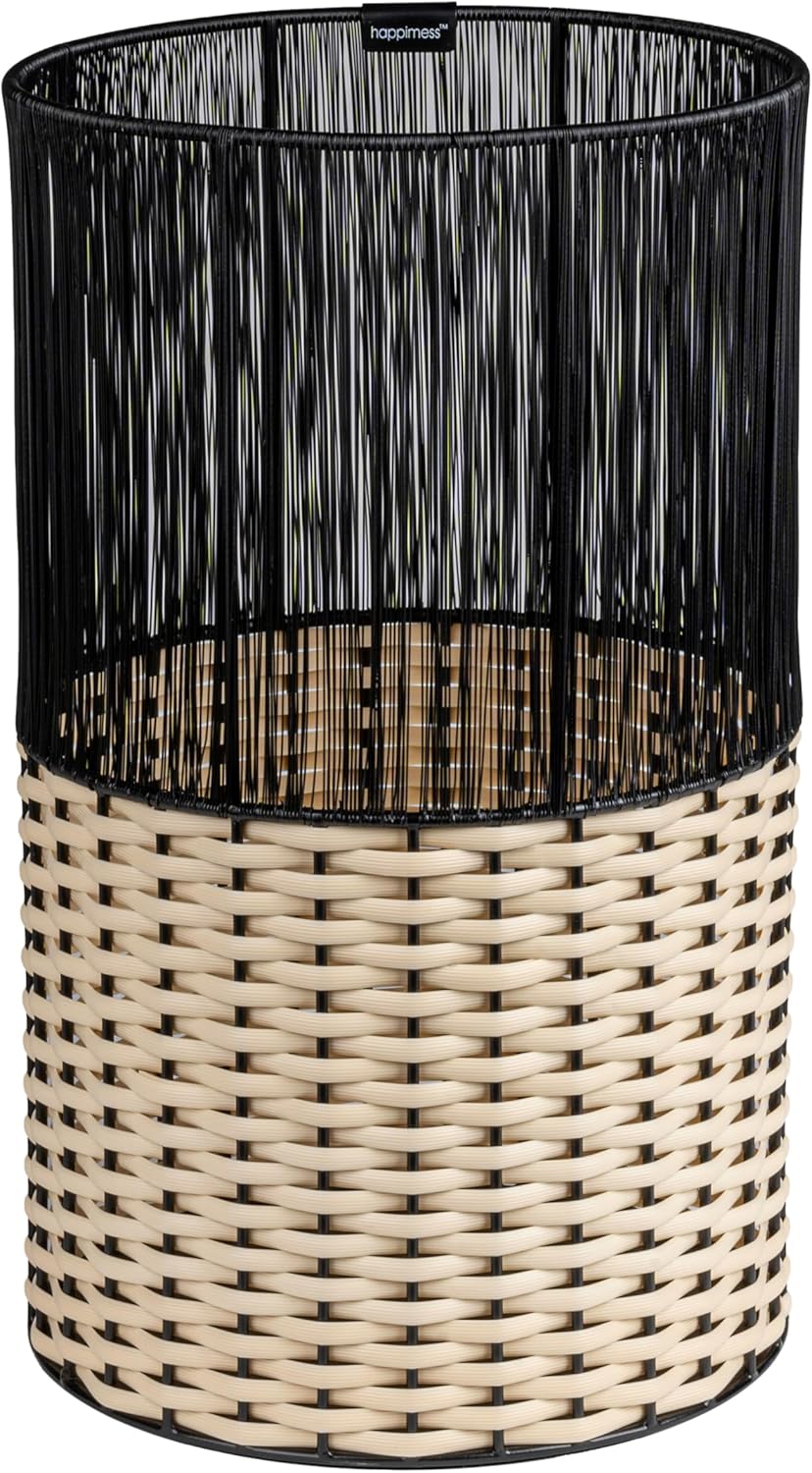 Cesta basura mimbre 4.13gal 15" negro crema
