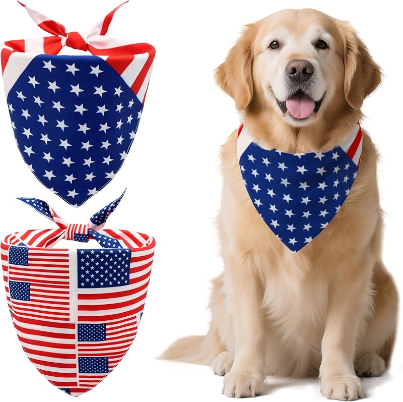 Bandana perro bandera estadounidense 4 de julio triángulo grande