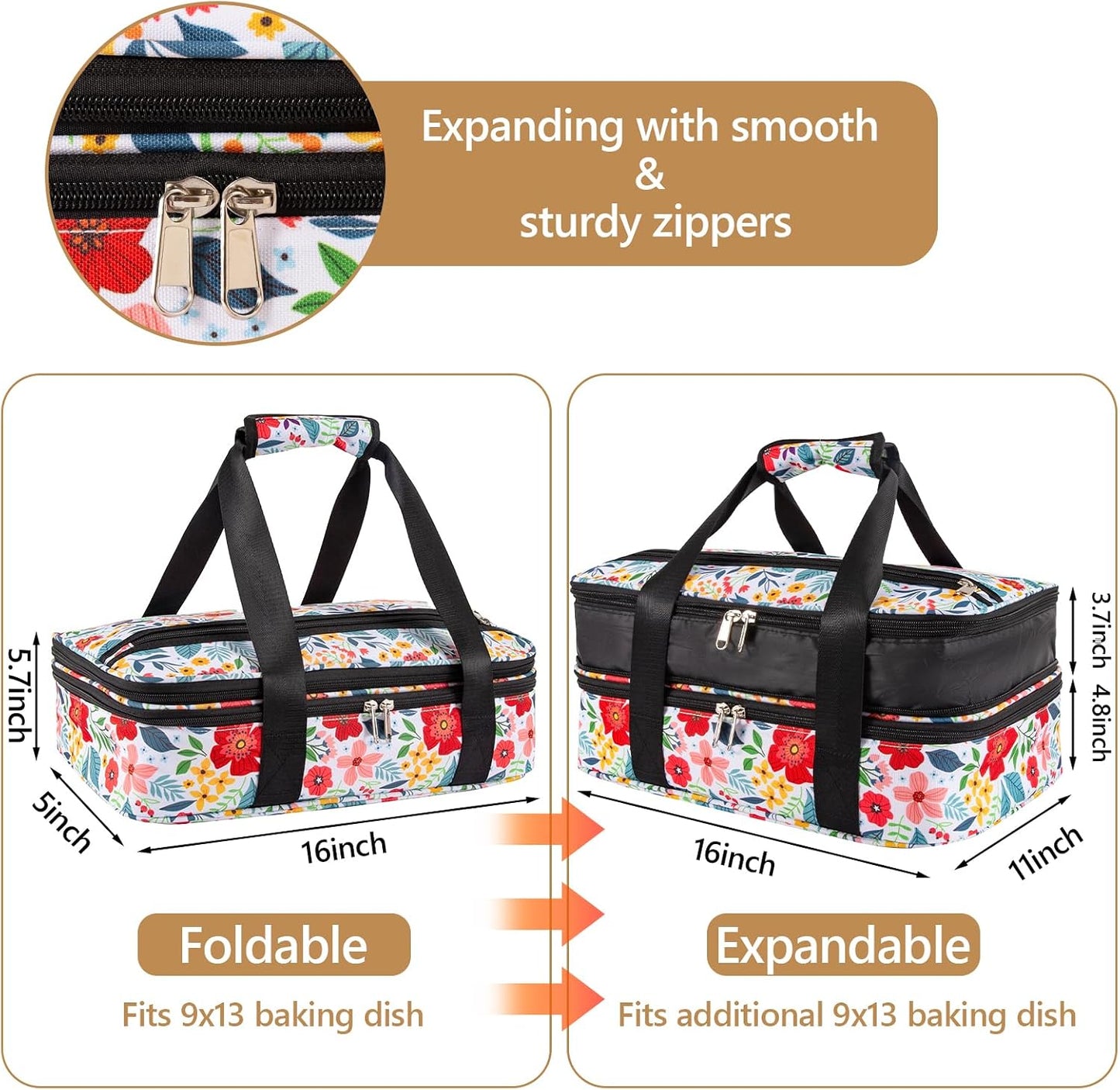 Bolsa aislada porta ollas doble cubierta para viaje y picnic