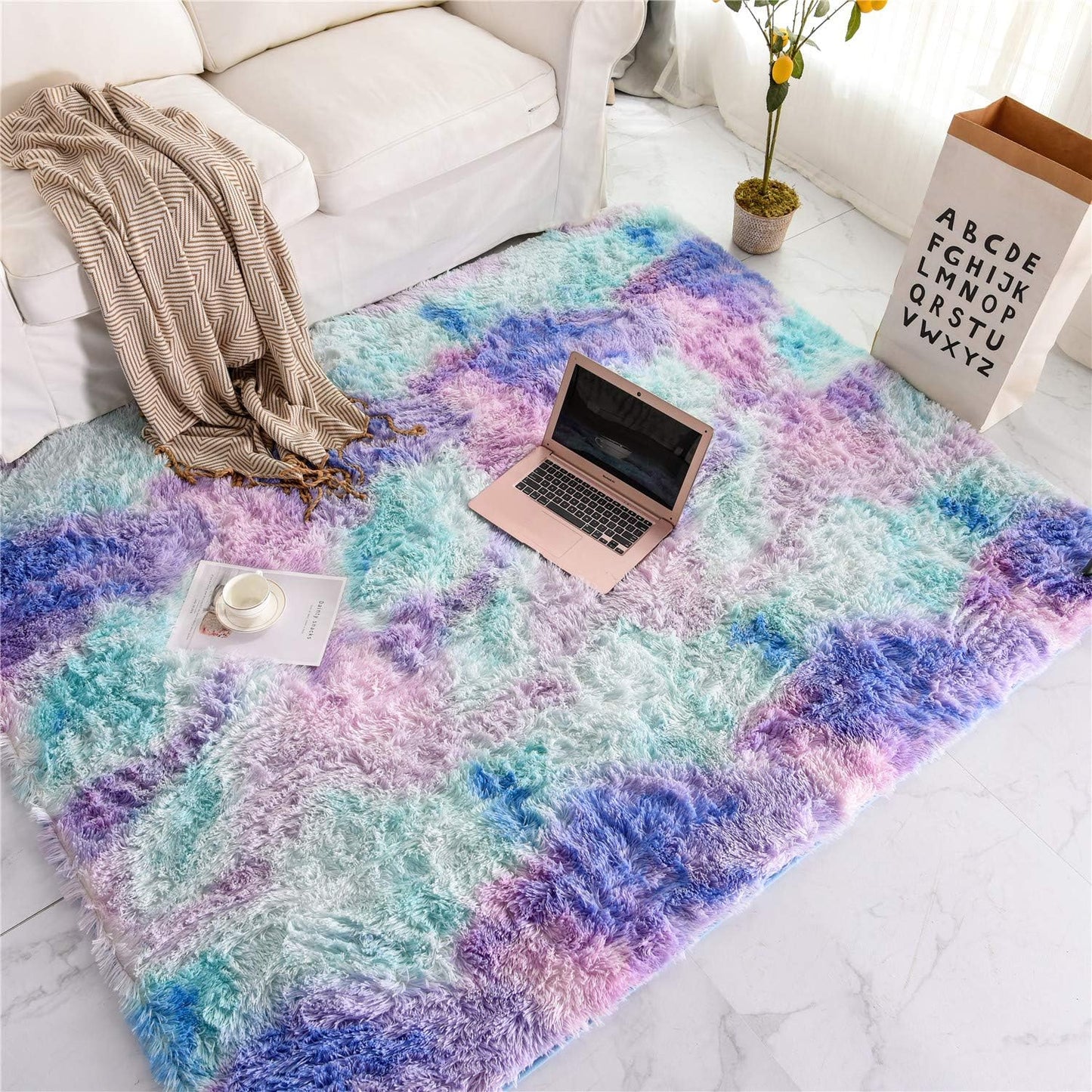 Alfombra felpa rectangular para dormitorio niños aula