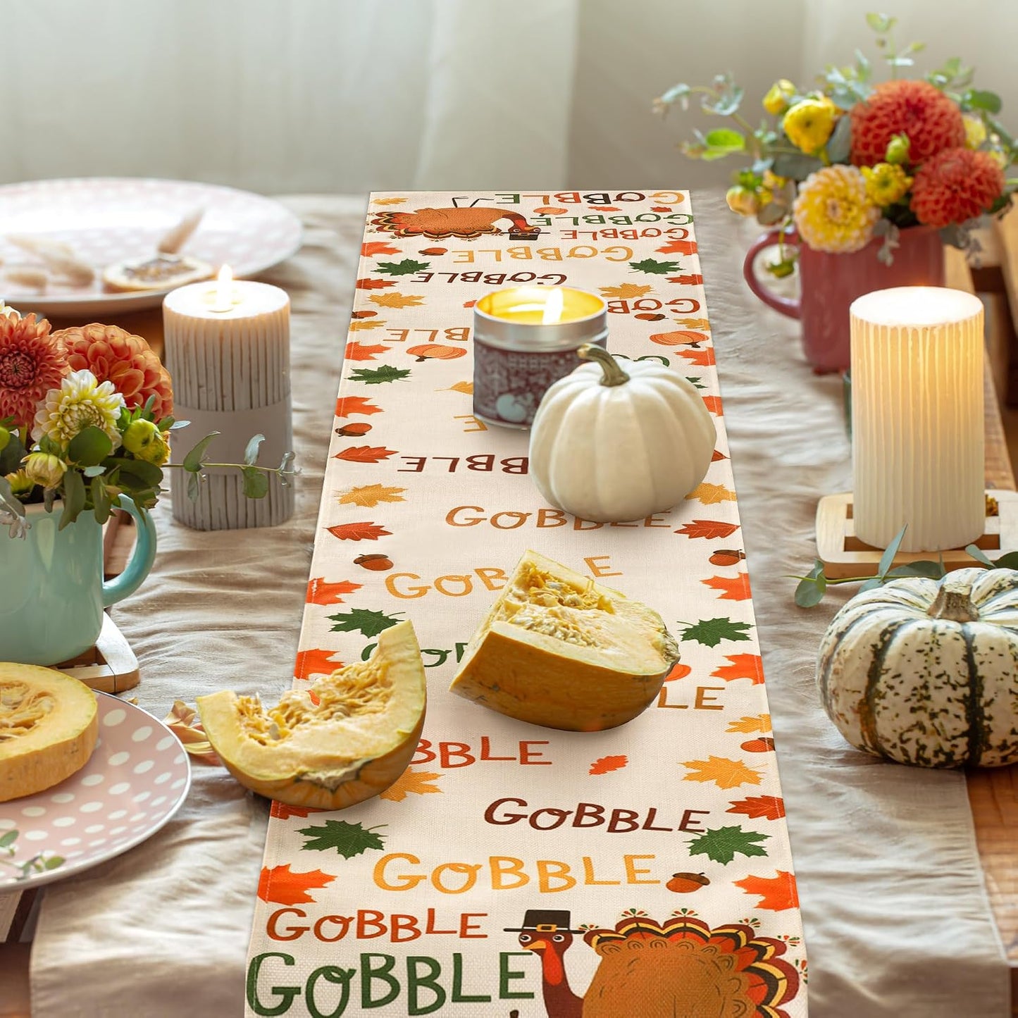 Camino mesa accion de gracias 13x90pulg decoracion otoño