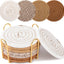 Set 8 posavasos algodón tejido con soporte para bebidas