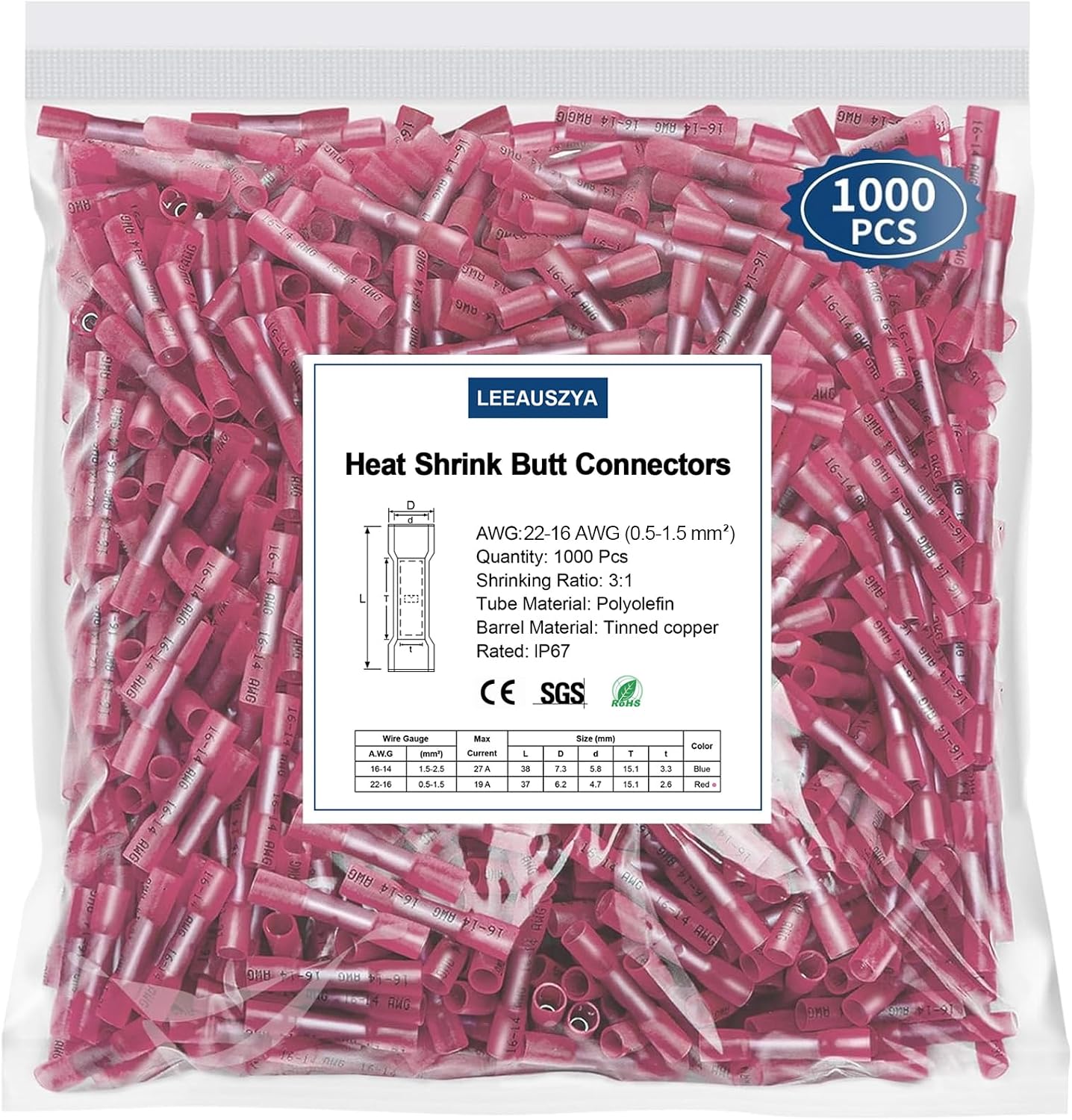 Conectores termorretráctiles 22-16AWG impermeables