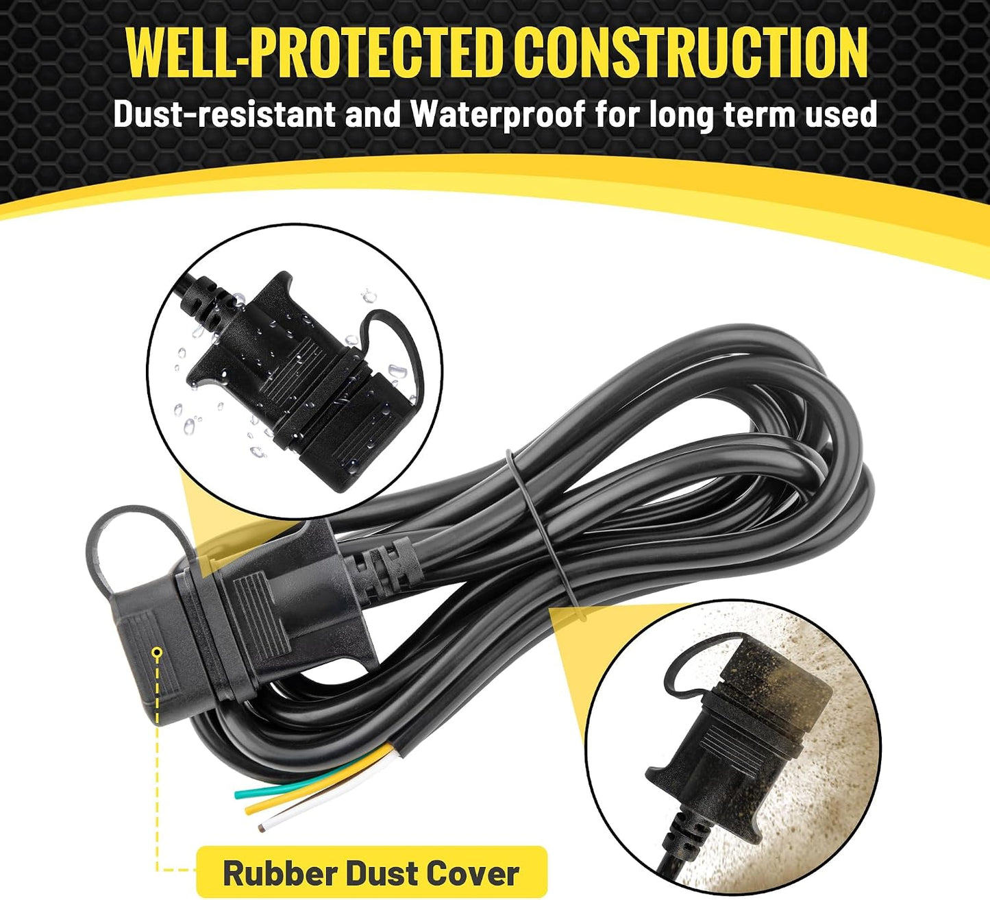 Arnés cableado remolque 4 pines 9.5ft cobre 18AWG cubierta
