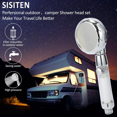 Cabezal ducha RV con filtro agua dura manguera interruptor