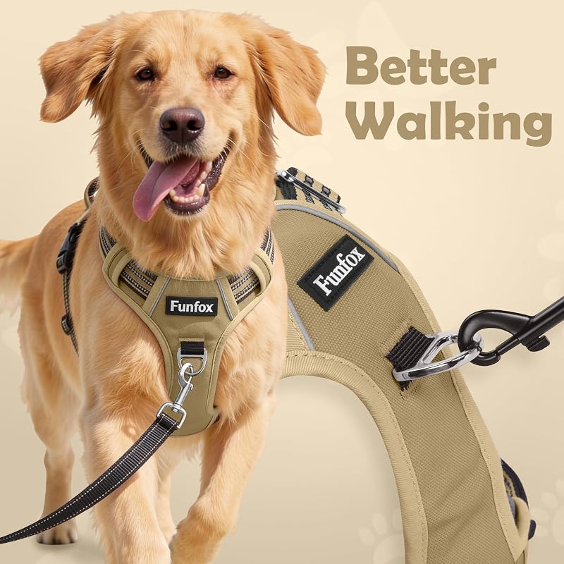 Arnés perro ajustable suave mango vertical 2 clips marrón