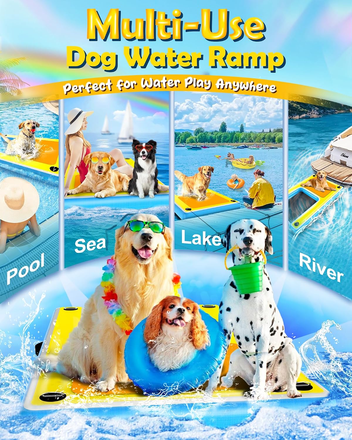 Rampa inflable antiderrap para perros barco piscina muelle
