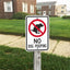 Letrero No Dog Pooping aluminio 12x18"
