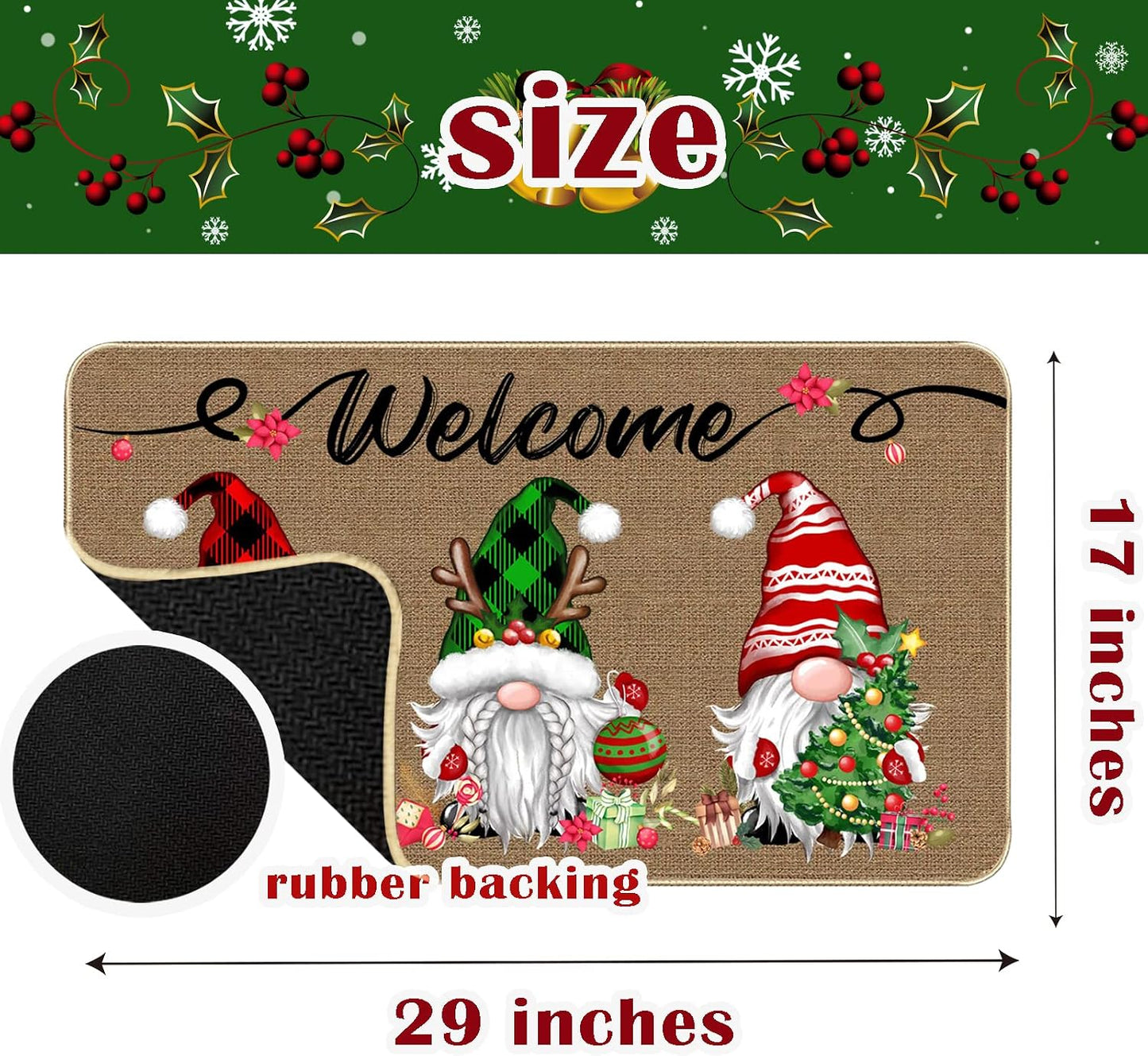 Felpudo Navideño Gnomo Cuadros Buffalo 29x17"