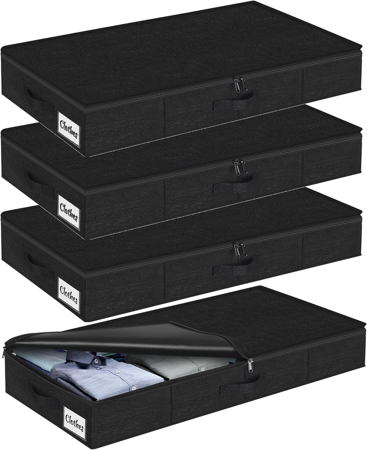 4 Pzas Contenedor Bajo Cama 4.5" Ropa Juguetes