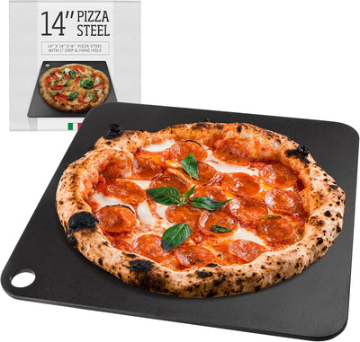 Placa horno pizza acero 14x14pulg negro retención calor