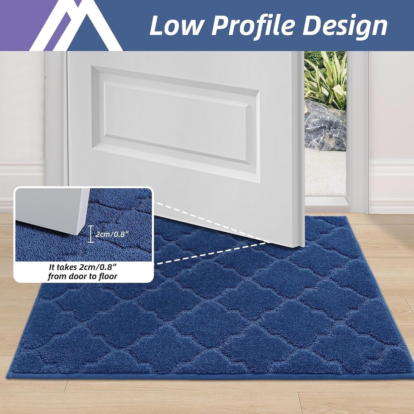 Tapete antiderrap puerta entrada 20x32" azul