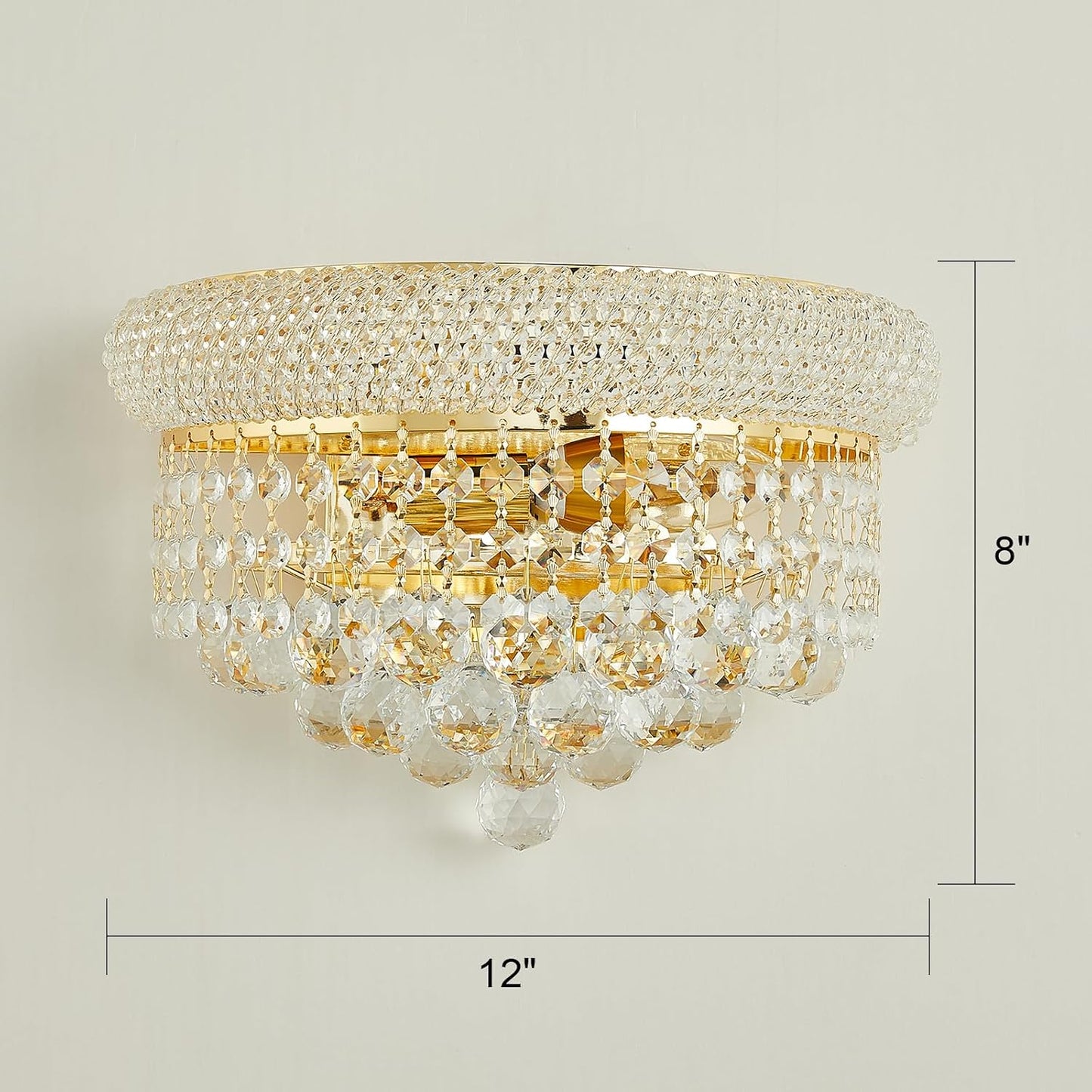 Aplique pared cristal 2 luces dorado sala comedor baño