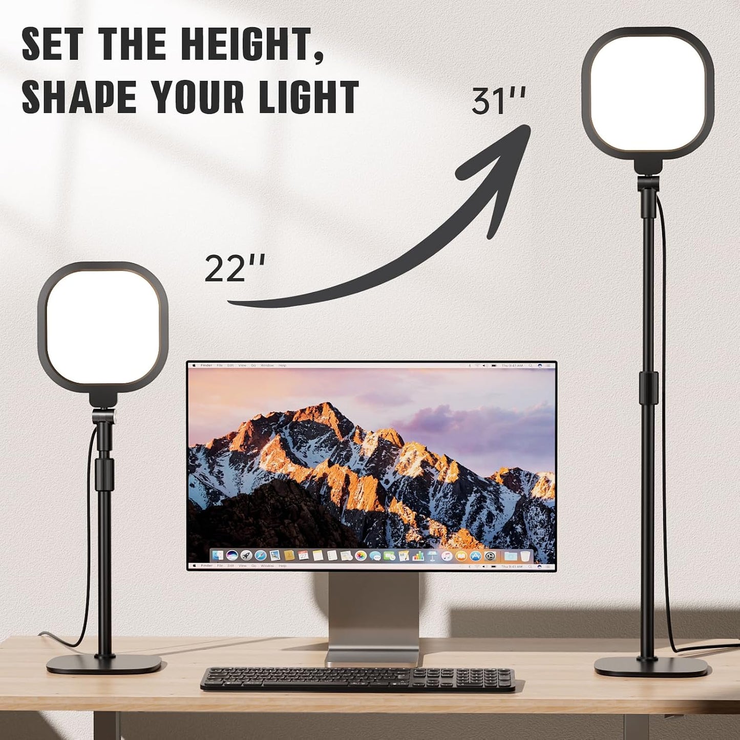 Luz anular escritorio ajustable 3000K-6500K para videoconferencias
