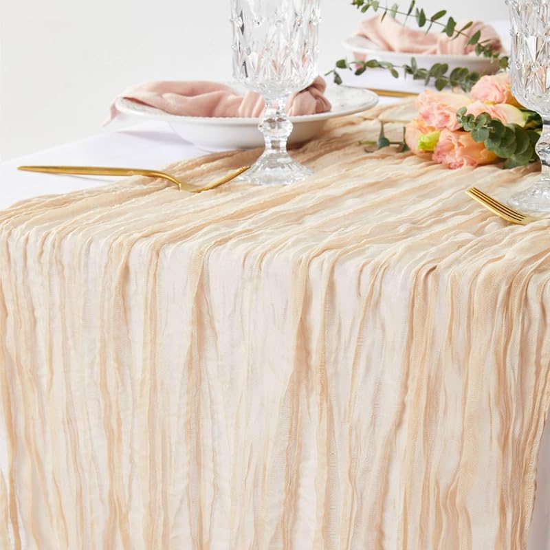 Camino mesa beige 10ft gasa tela queso decoración boda