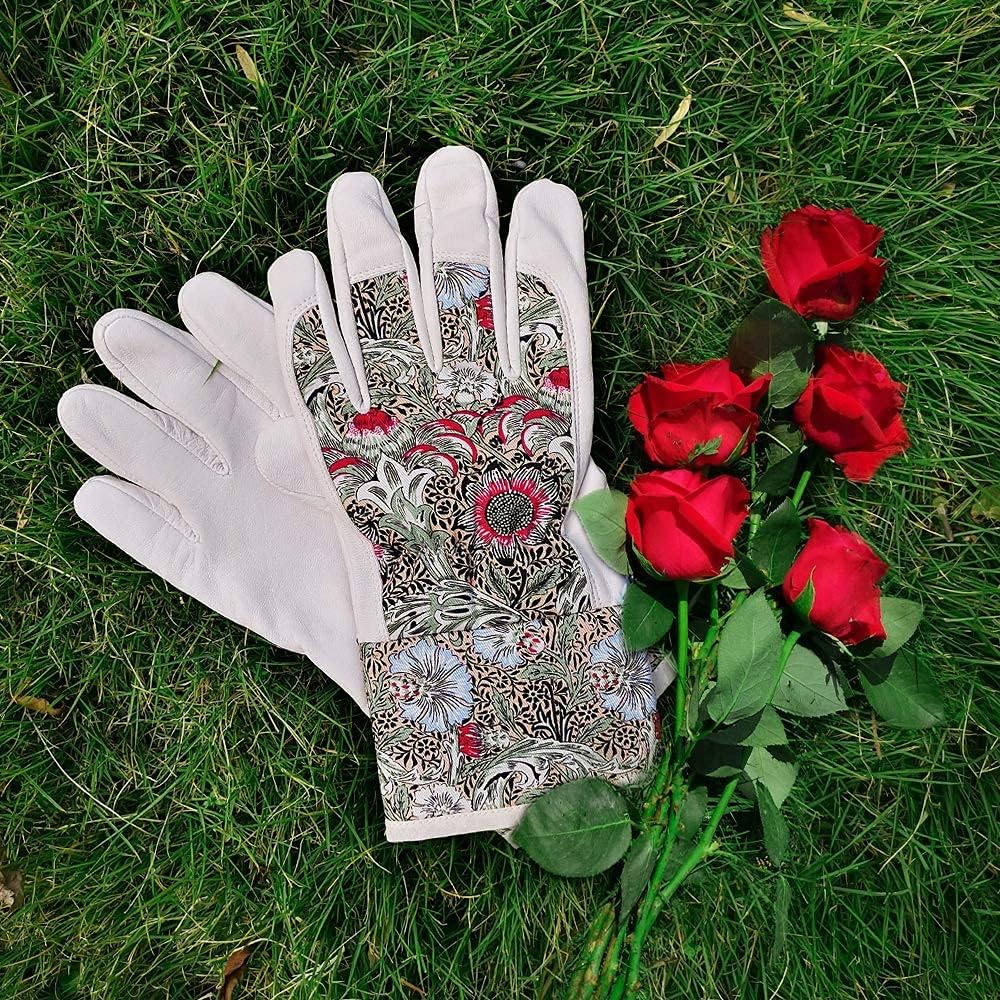 Guantes jardinería mujer cuero cabra resistencia espinas mediano