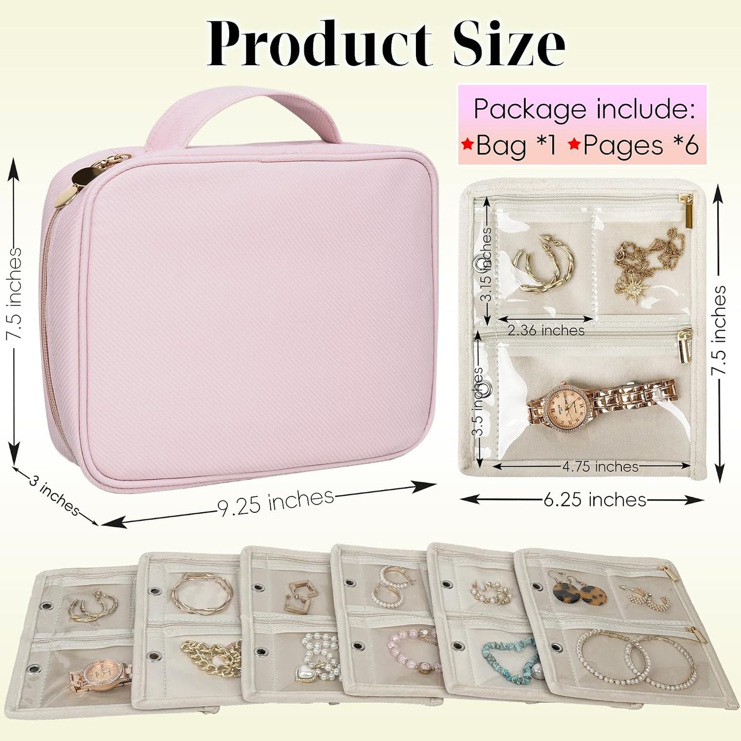 Estuche organiz. joyas viaje con bolsa terciopelo