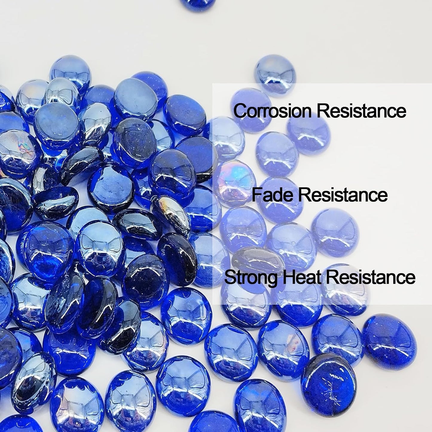 Cuentas vidrio fuego 19lb para hoguera 3/4pulg azul cobalto