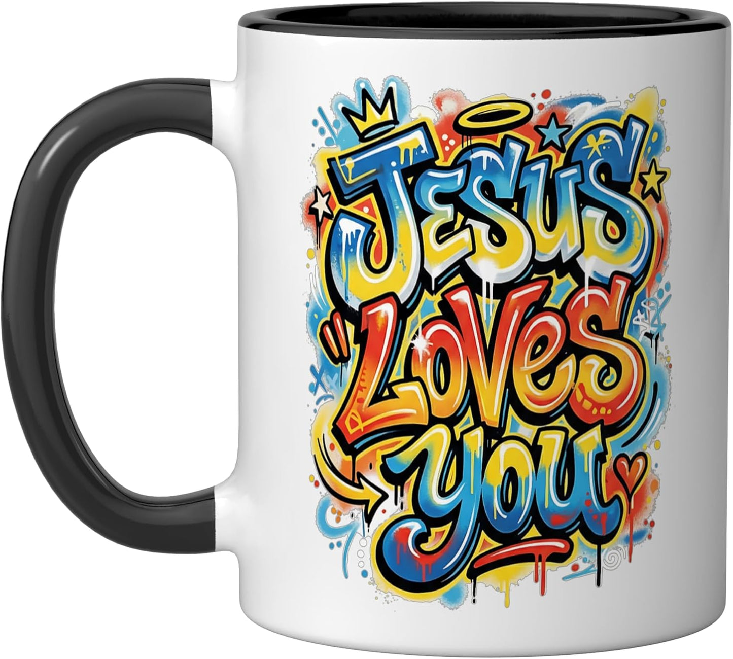 Taza Cerámica Diseño Cristiano Graffiti Negro/Blanco