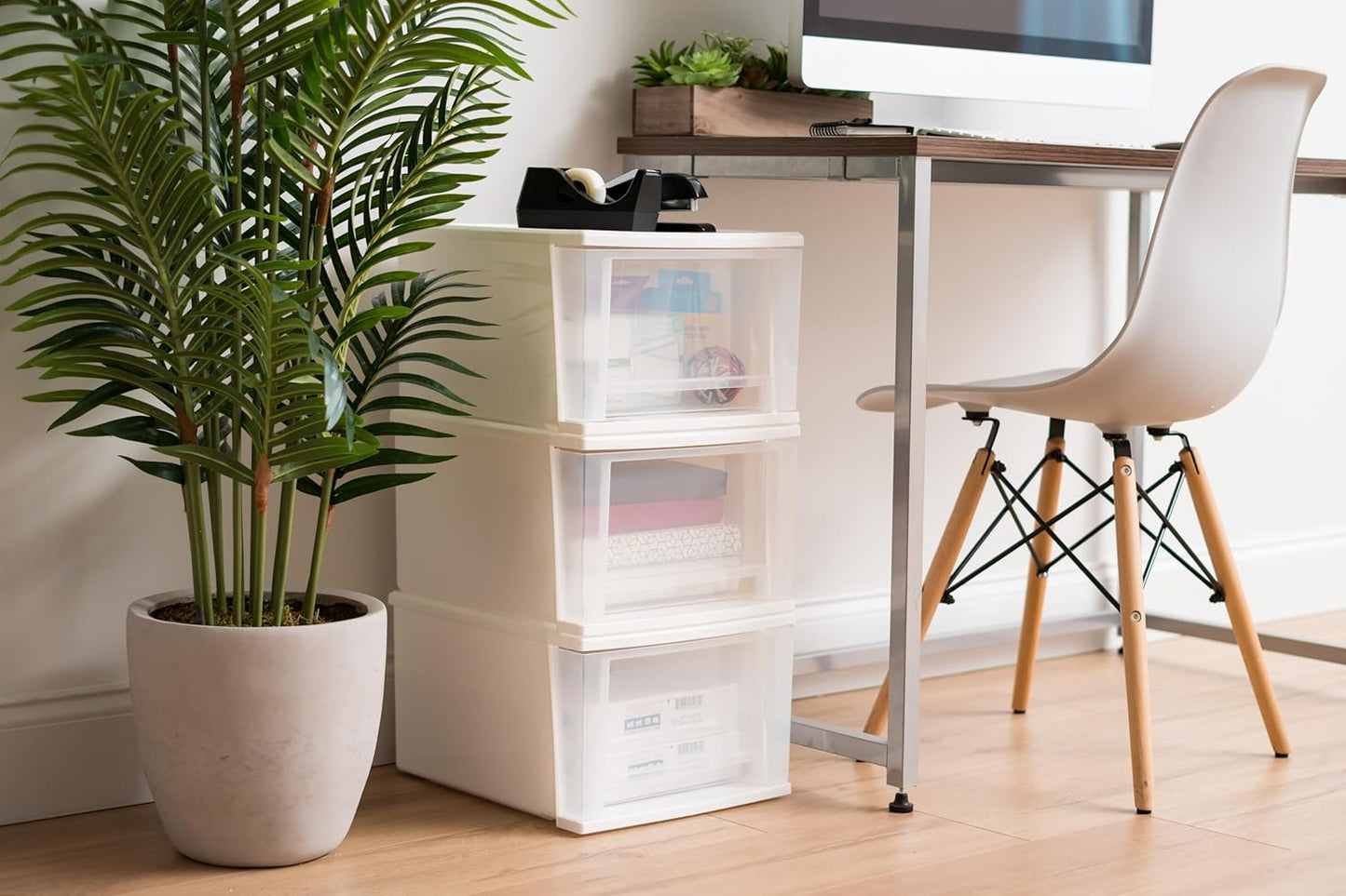 Cajón apilable 17qt set 4 color blanco