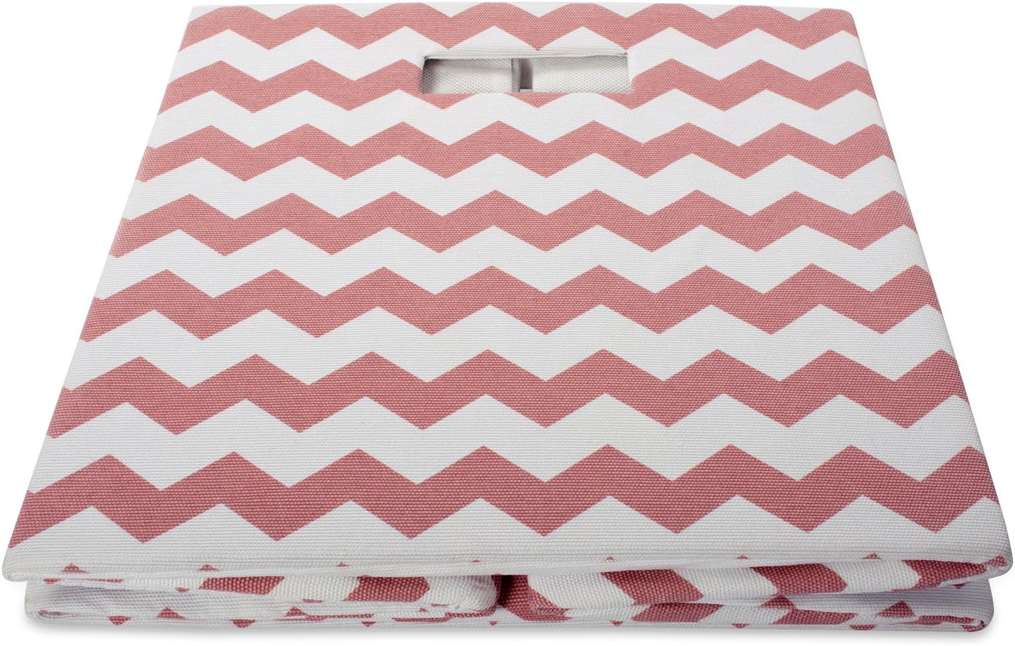 Cesta plegable poliéster diseño cheurón rosa grande