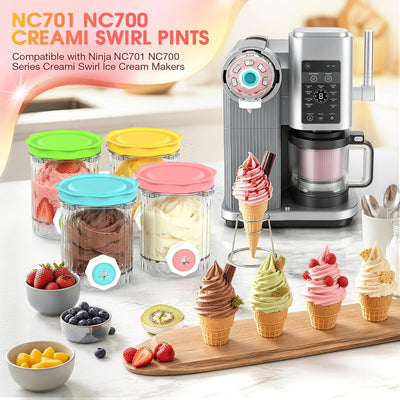 4 Pzas y tapas CREAMi comp Ninja Swirl NC700 sin BPA